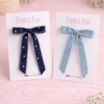 Denim Long Tail Hair Bows