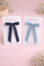 Denim Long Tail Hair Bows
