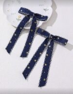Denim Long Tail Hair Bows - Image 2
