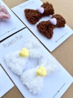 Sherpa Fur Bow Pins with Heart Detailing - Image 5