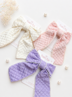 Big Textured Bow with Pearl Details