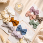 Embroidered/ Textured Fabric Bows (Set of 4 Bows)