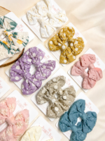 Floral Embroidered Fabric Bows - Image 2