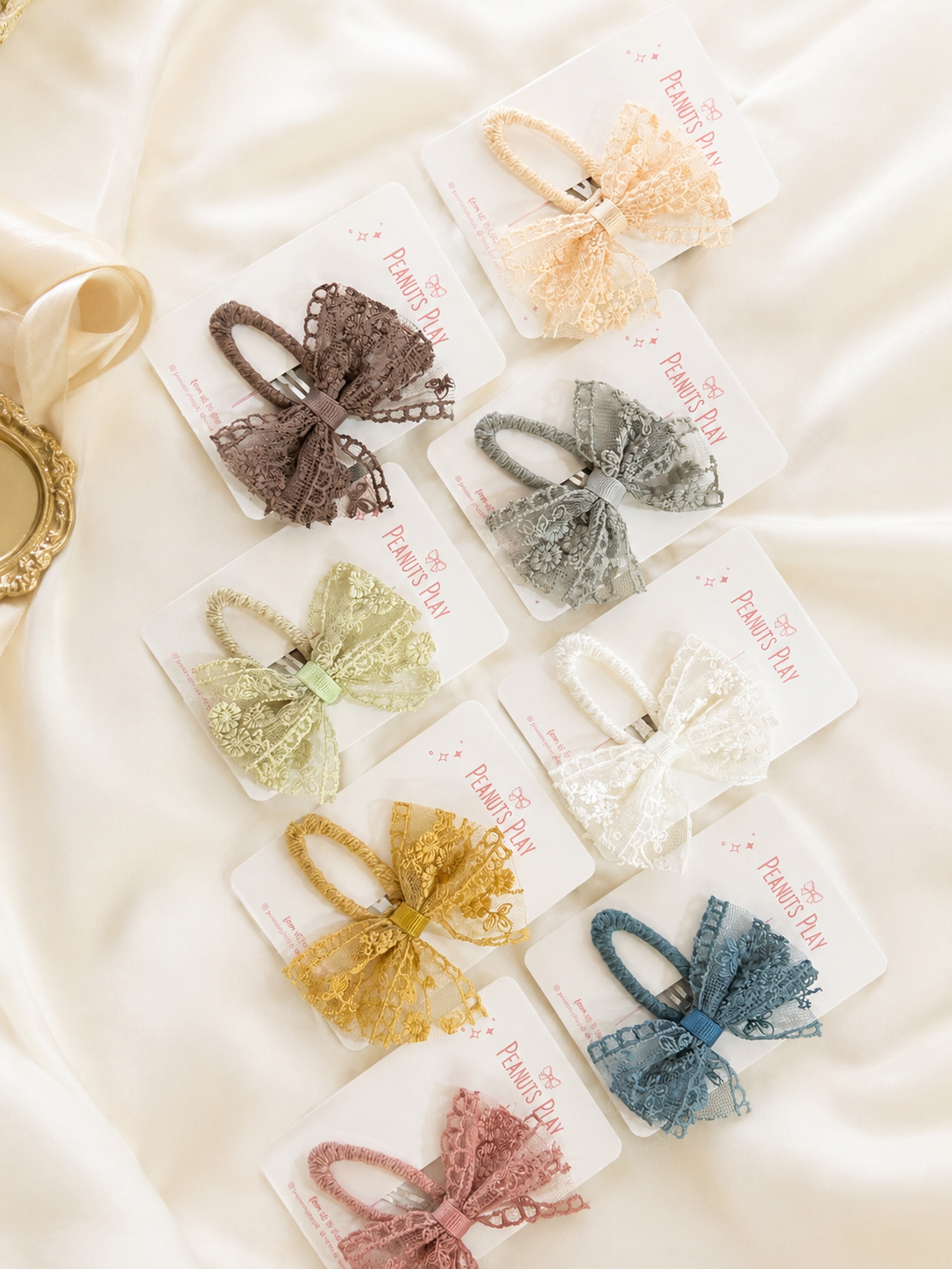 23 (2) Lace Bow Snap Clip - Image 1