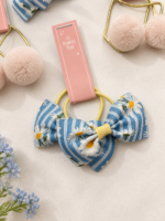 Daisy Bow & Pom Pom Hair Tie - Image 3