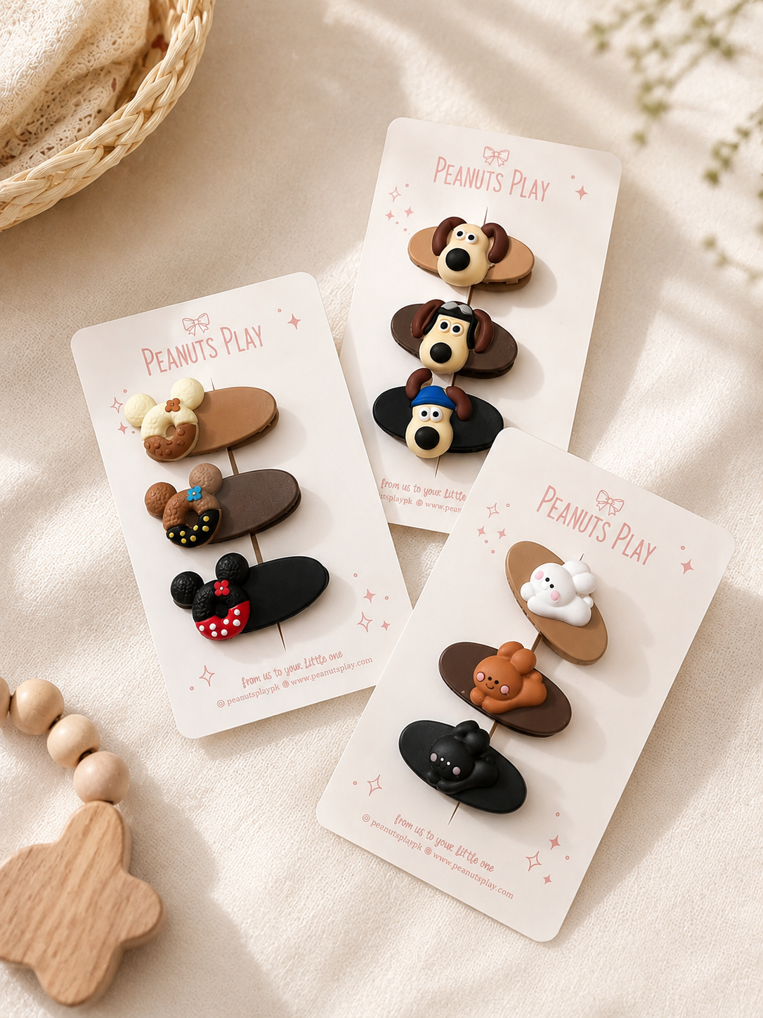 f (4) Kawai Character Hair Clip Sets - Image 1