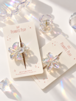 Holographic Crystal Flower Claw Clips