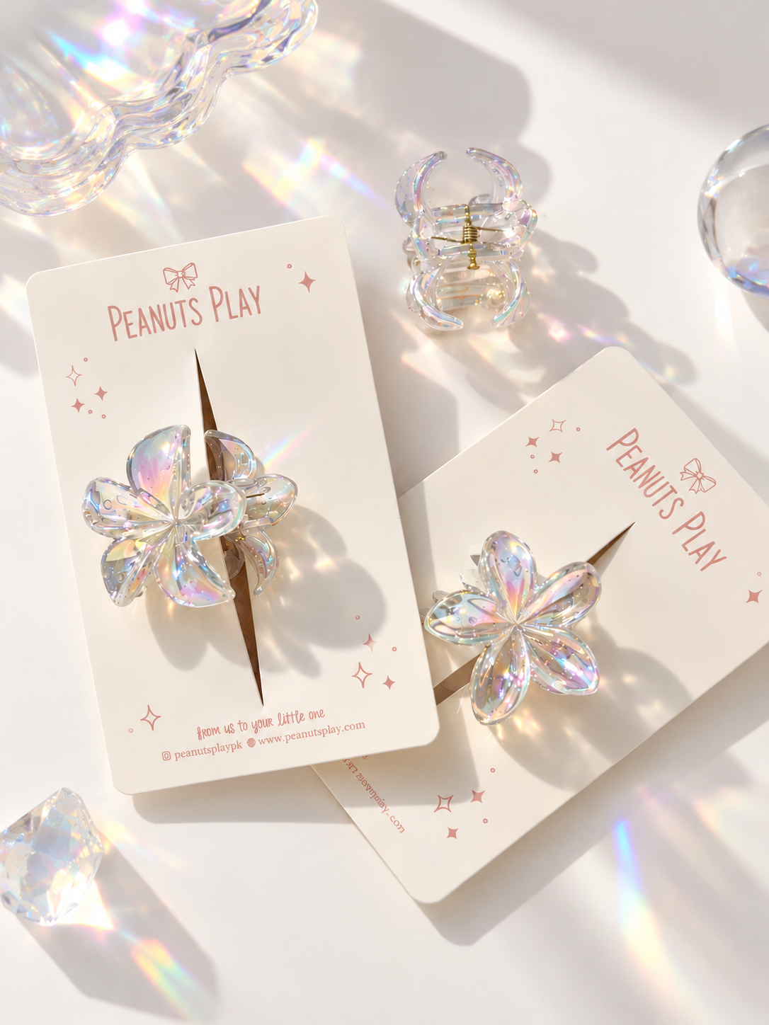 20 (3) Holographic Crystal Flower Claw Clips - Image 1