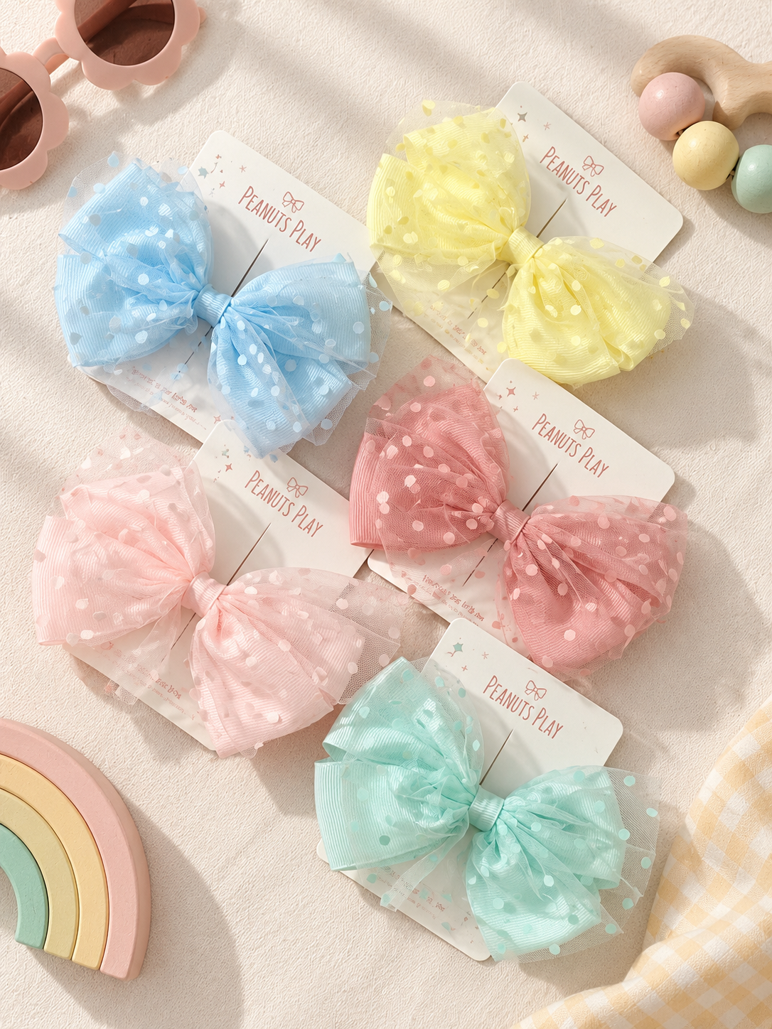 25 (3) Polka Dot Tulle Bows - Image 1