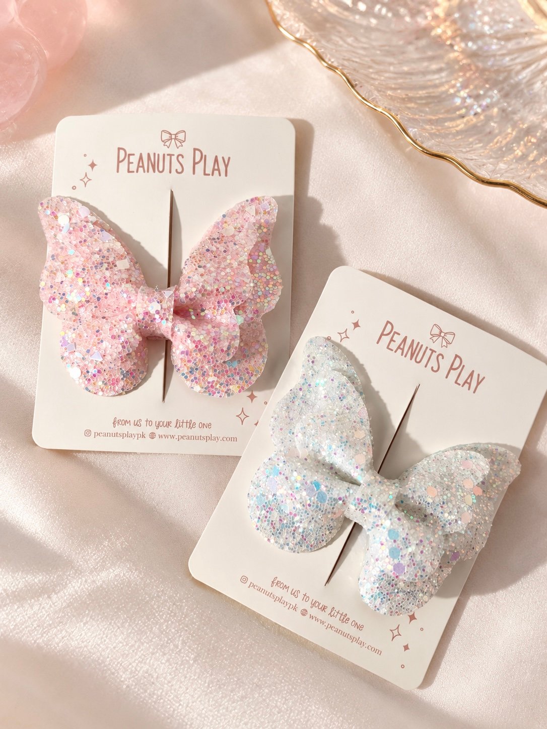 37 (3) Glitter Butterfly Bows - Image 1