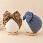 Bow Suede Baby Turbans