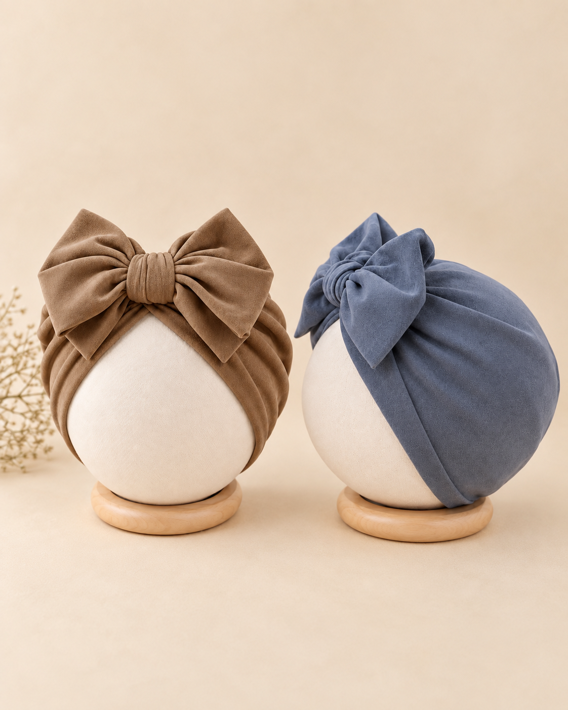 3D8FF0CE-03FA-4876-AFC0-9722A06A93DC Bow Suede Baby Turbans - Image 1