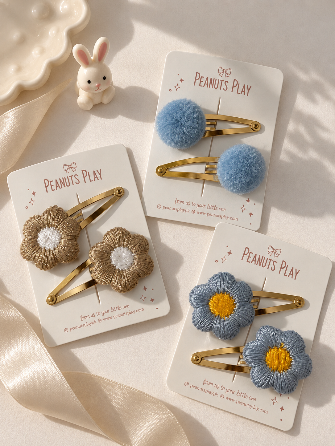 46 (2) Bloom & Pom Hair Pins - Image 1