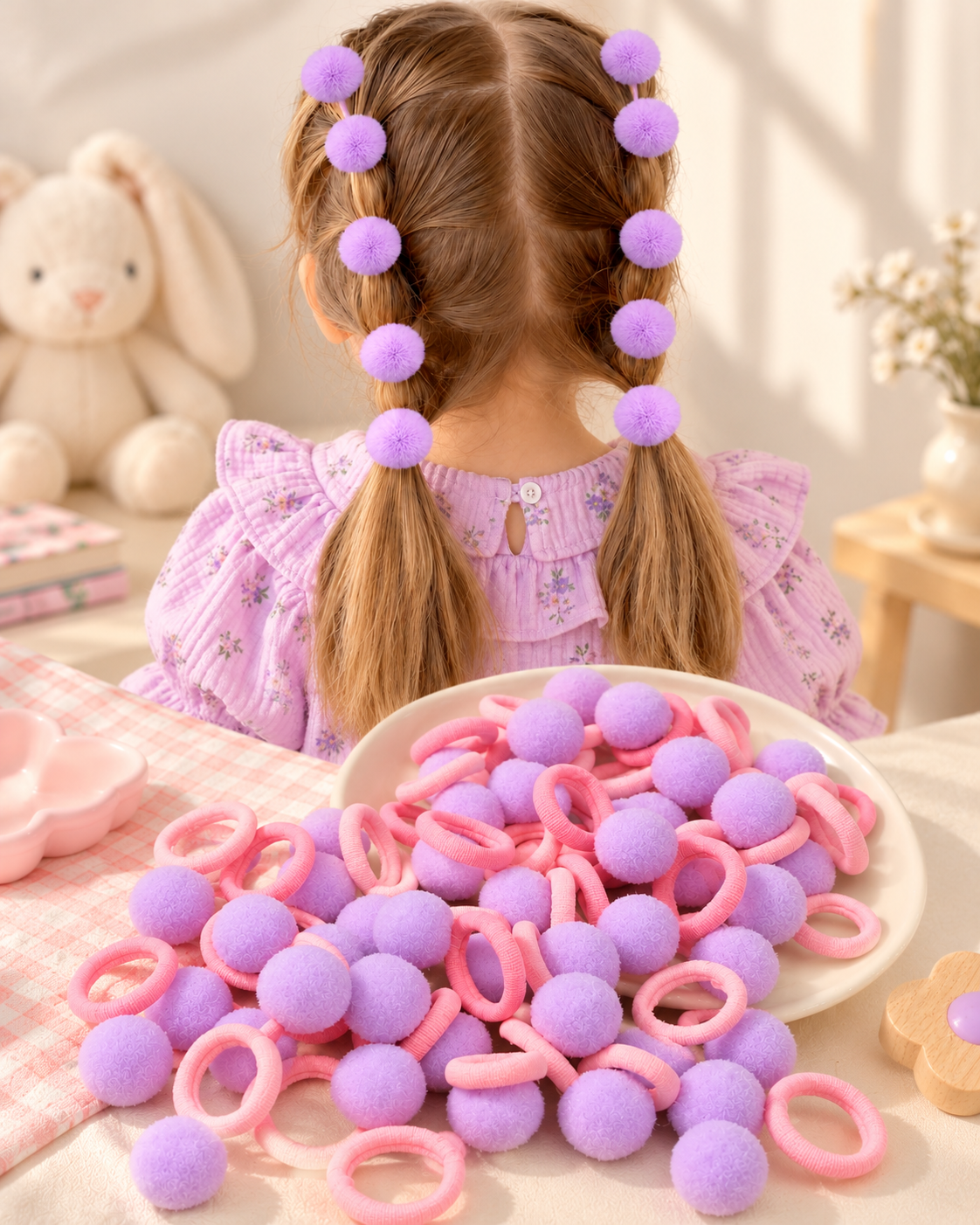 7823CCD6-1E68-445F-A5B2-434A2233C7FD(1) Pom Pom Hair Ties (Set of 10) - Image 1