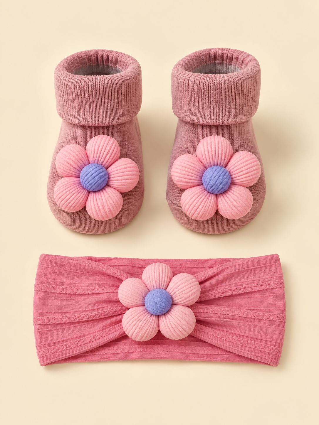 F1A448CC-C841-47E3-BBC4-9C5A0043FA93 Daisy Baby Booties & Headband Set - Image 1